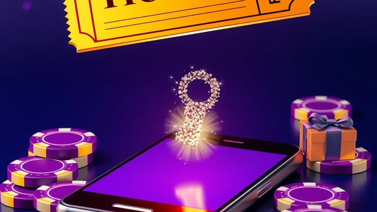 Golden coupon hovering over a smartphone to enter a promo code