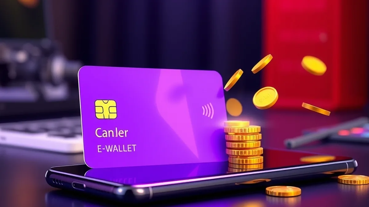 Bank card, e-wallet phone and gold coins for casino deposit methods