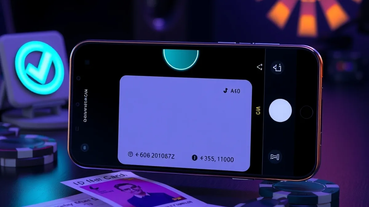 Phone scanning an ID card with a checkmark for account verification